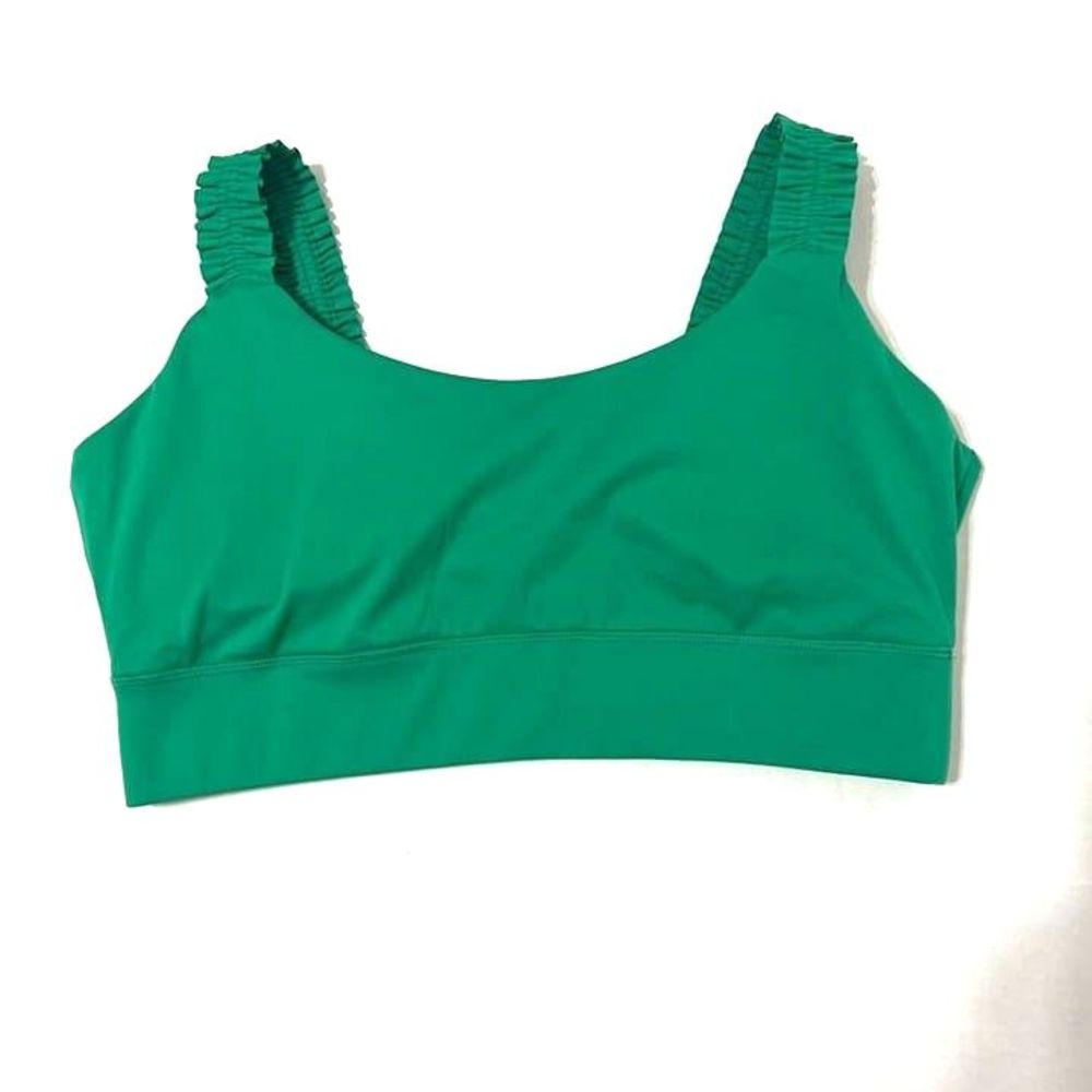 Sincerely Jules NWOT Sz XL Green Ruffle Strap Active Sports Bra